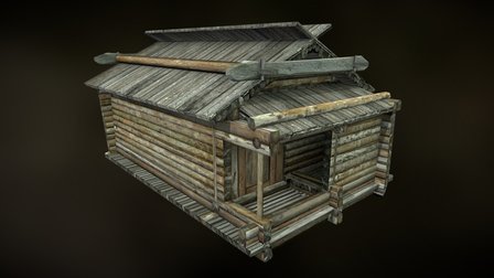 LOW poly ancient wooden house 3D Model