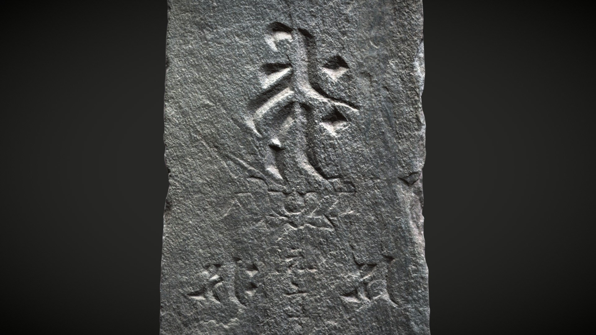 武蔵型板碑／元亨2(1322)年銘／阿弥陀三尊