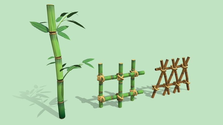 Bamboo and Fences 3D Model