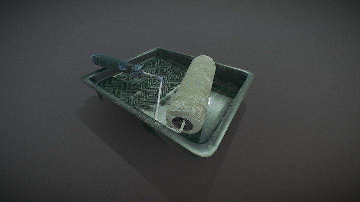 Paint Roller and Bucket 3D Model