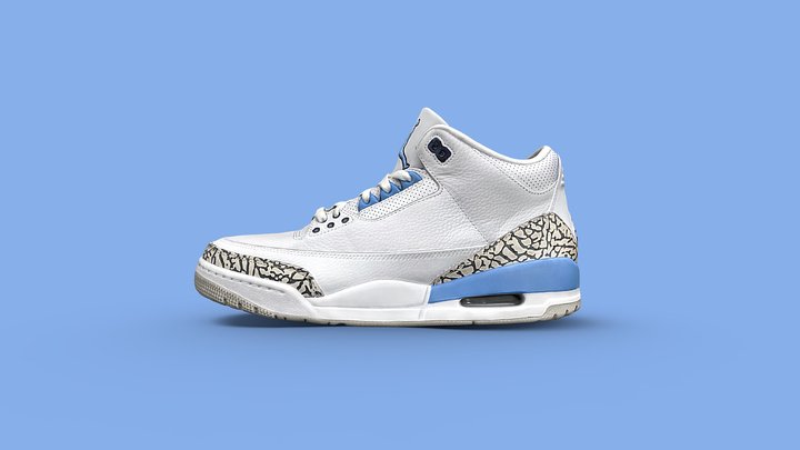 Air Jordan 3 Retro UNC (2020) Sneaker 3D Model