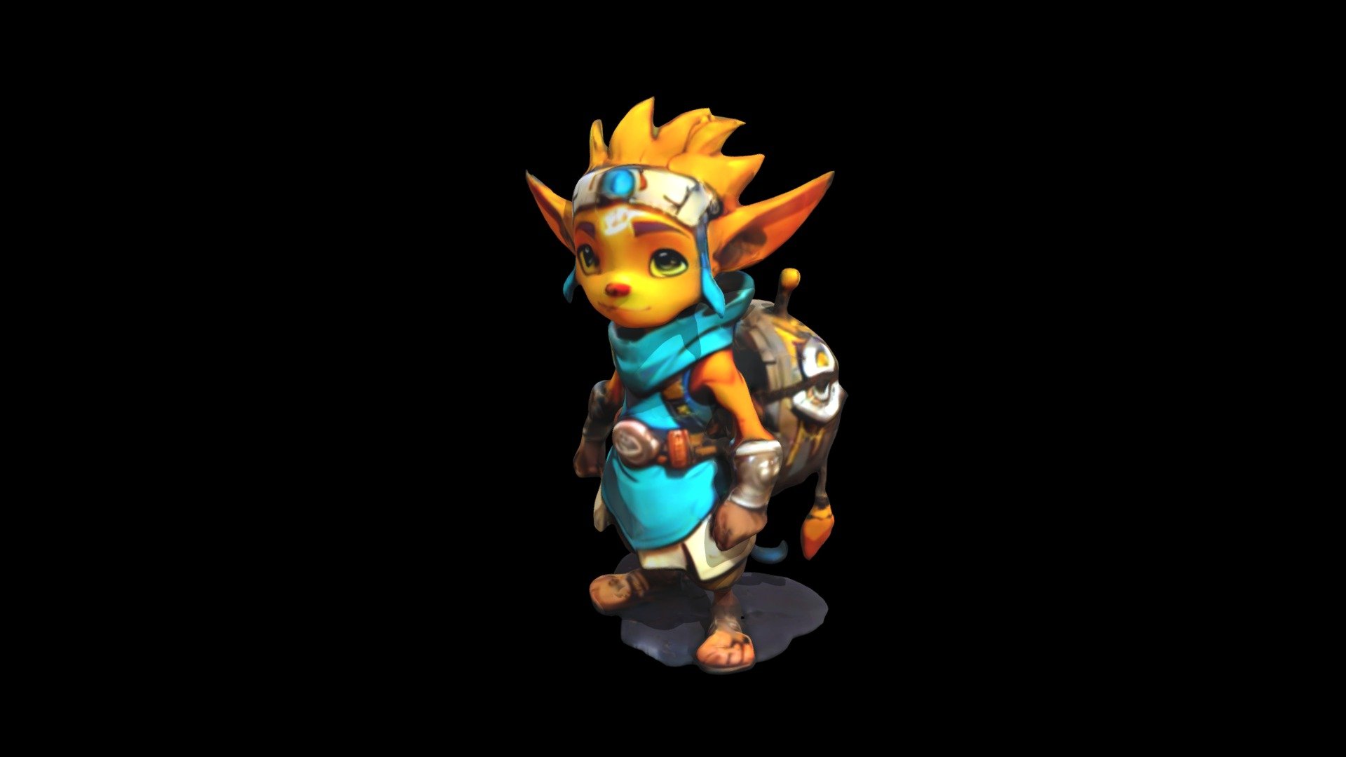 anime-style cartoon character of an orange-skinn - Download Free 3D ...