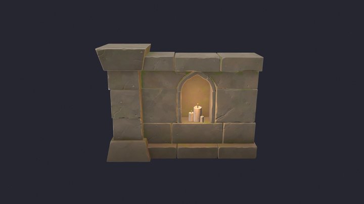 Stylized Dungeon Wall 3D Model
