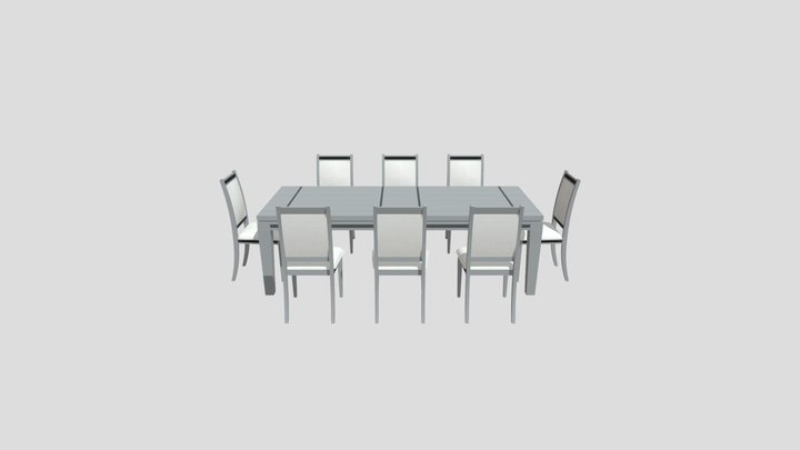 Dining Set Table 05 - 8 Seats 3D Model