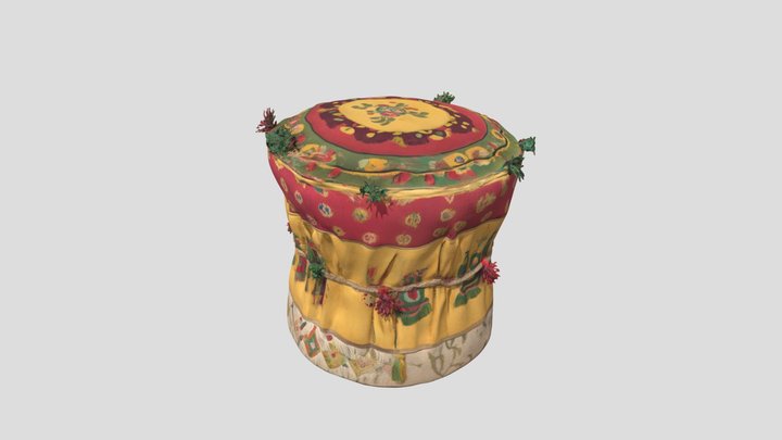 Colorful Indian Pouffe , mudda stool 3D Model