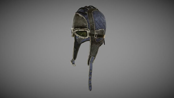 Aviator Helmet With Goggles 3D Model