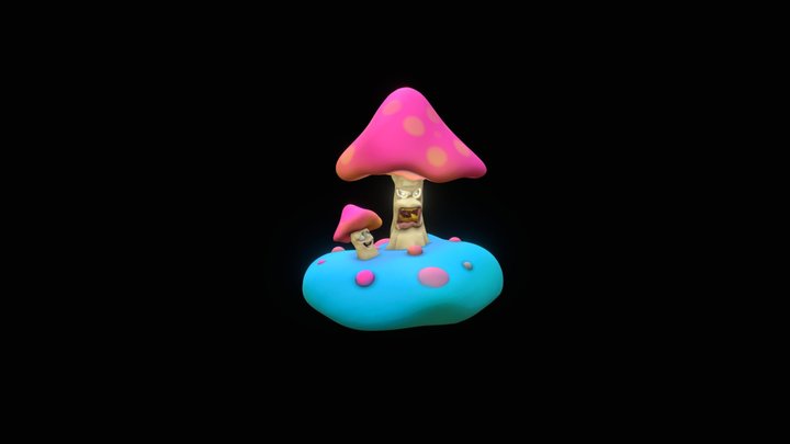 Pink hatted Mushroom 3D Model