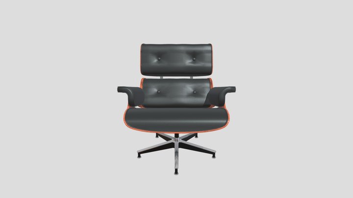 Classic Mid-Century Lounge Chair and Ottoman 3D Model
