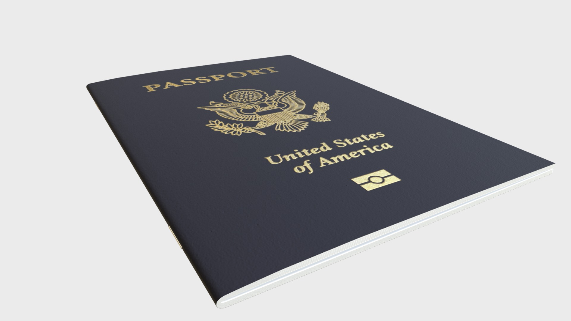 3D model Passport - This is a 3D model of the Passport. The 3D model is about a black book with gold text.