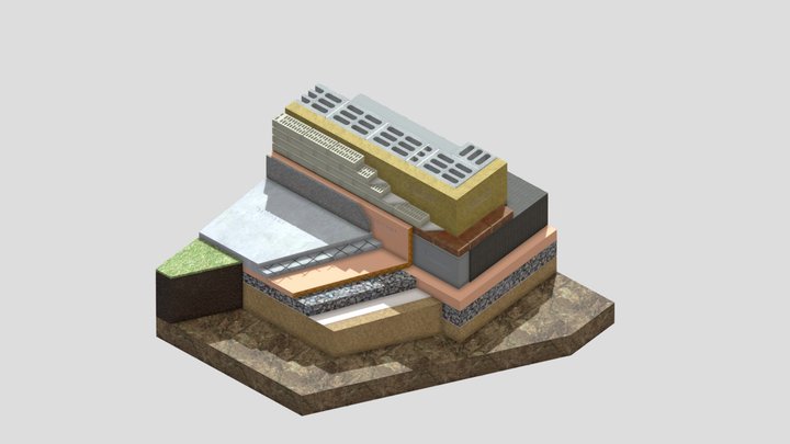 Узел отмостки и цоколя 3D Model