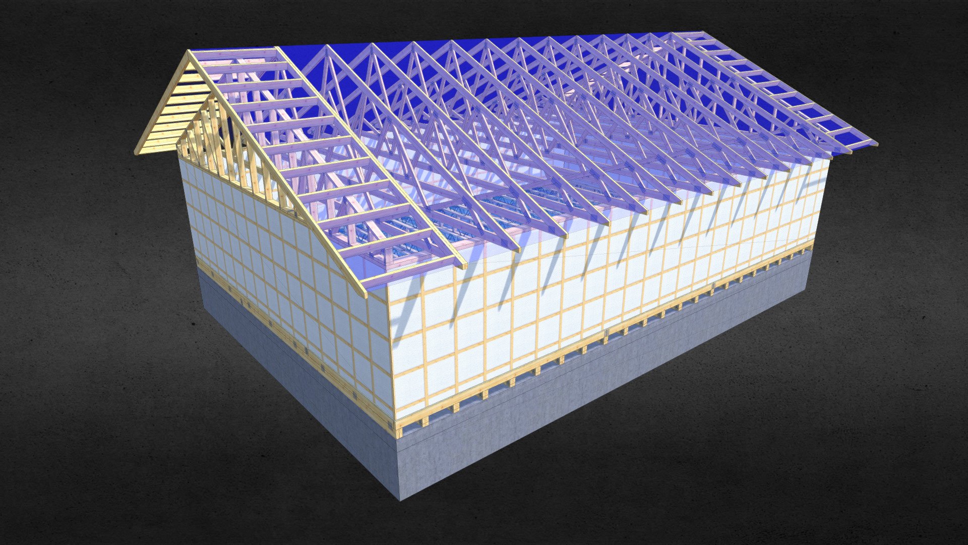 Wooden roof construction 0218 Download Free 3D model by MKProjects