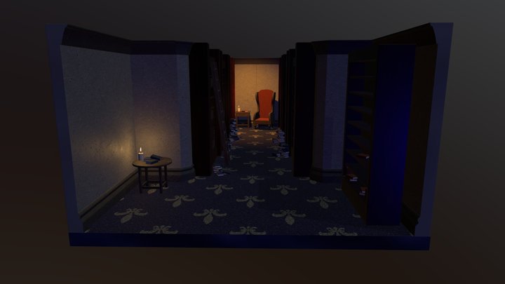 Modular Library Diorama 3D Model