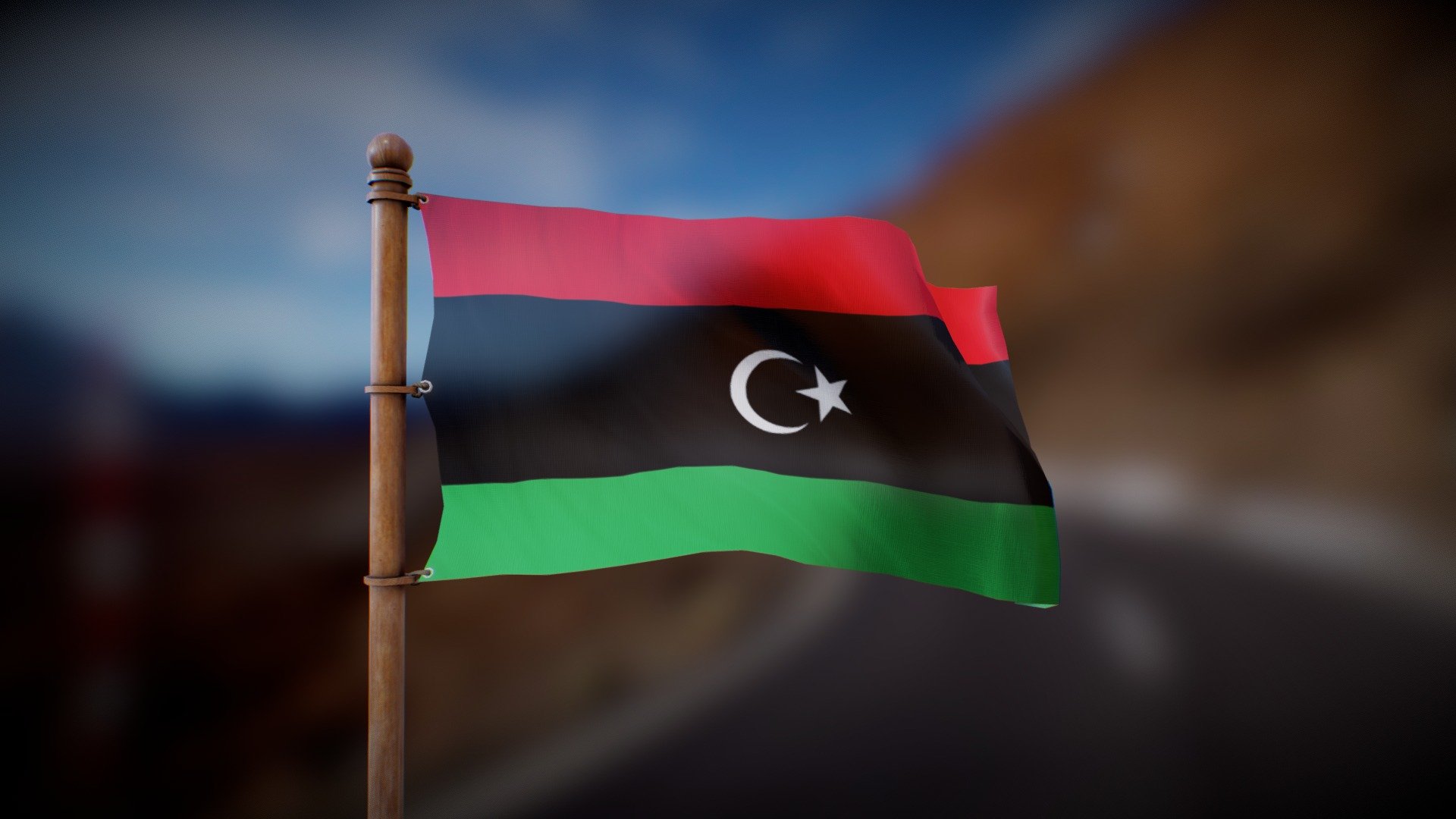 Flag of Libya - Wind Animated loop - Buy Royalty Free 3D model by ...