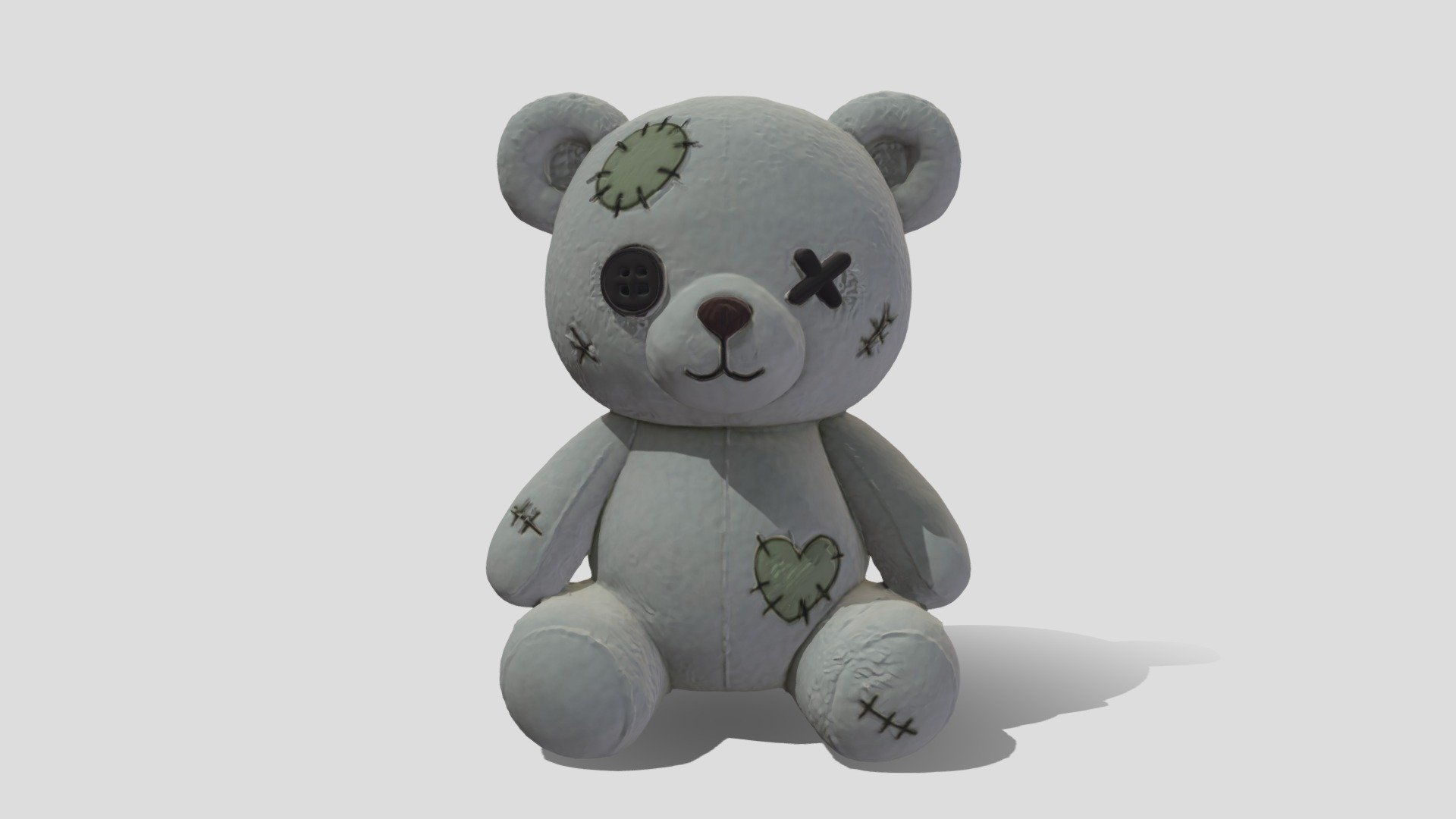 Cute Halloween Grey Zombi Teddy Bear Doll - 3D model by ChoiMarket