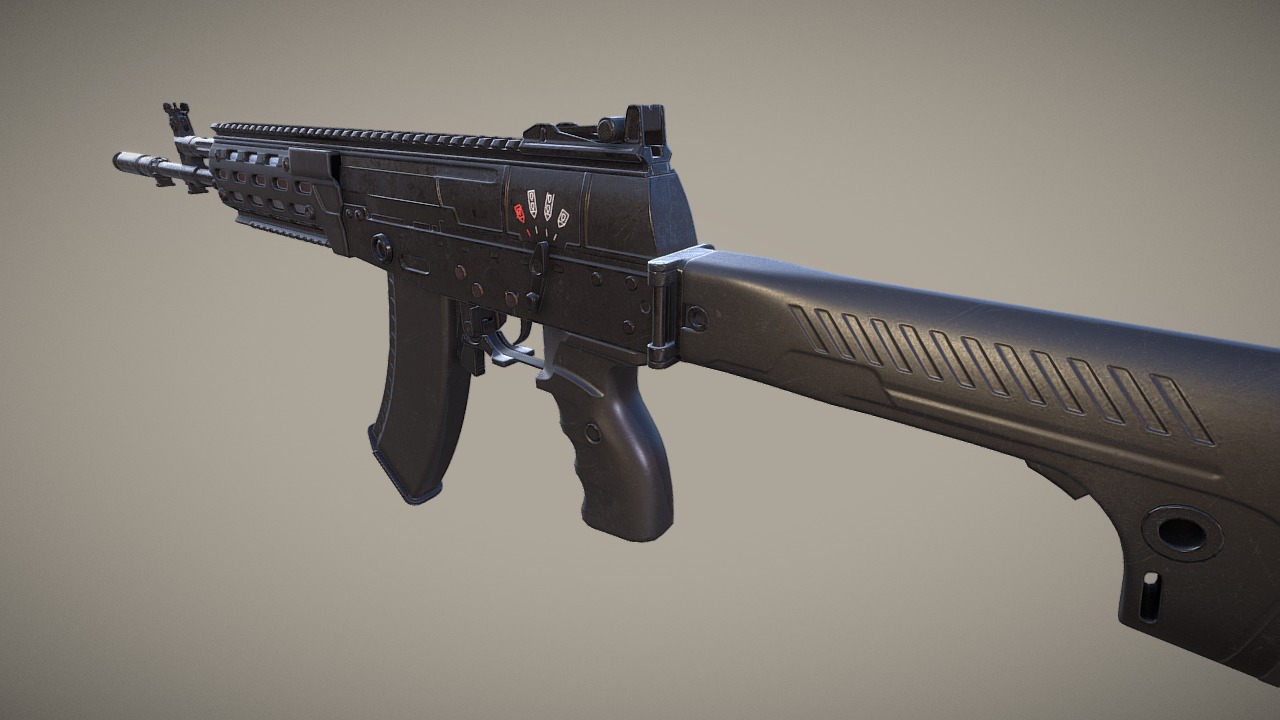 3D model AK-12 - This is a 3D model of the AK-12. The 3D model is about a black gun with a long handle.