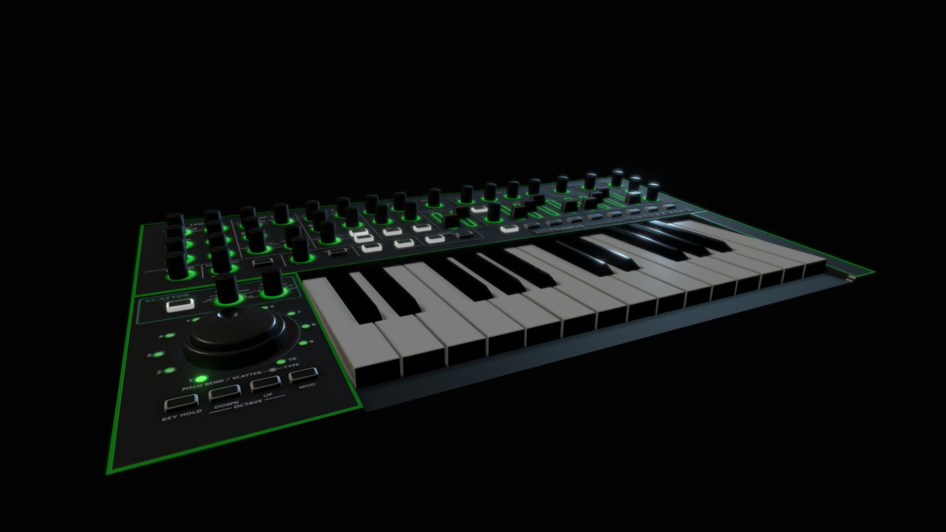3D model Roland AIRA SYSTEM-1 (Porter Robinson VR) - This is a 3D model of the Roland AIRA SYSTEM-1 (Porter Robinson VR). The 3D model is about a computer chip with a green light.