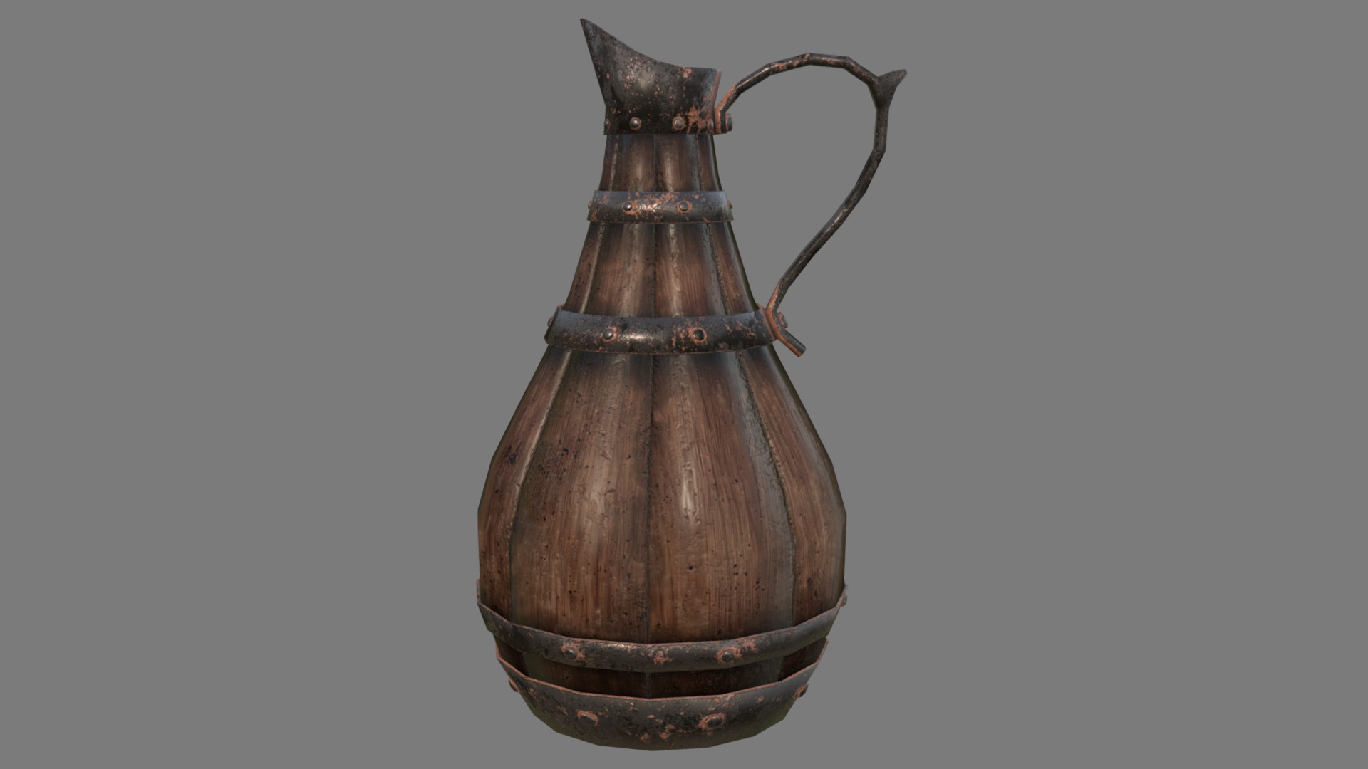 3D model Old Wine Jar - This is a 3D model of the Old Wine Jar. The 3D model is about a brown bottle with a handle.
