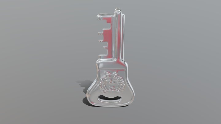 Metal bottle opener shaped like a key