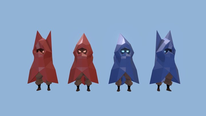 Little Wizards Rigged Lowpoly 3D Model