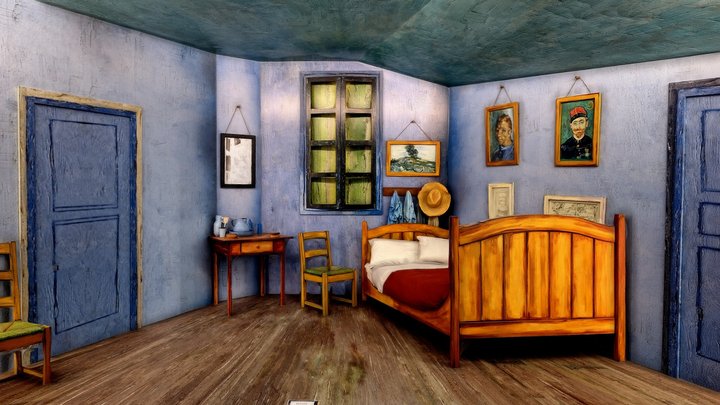 The Bedroom, Vincent Van Gogh 1888. 3D Model