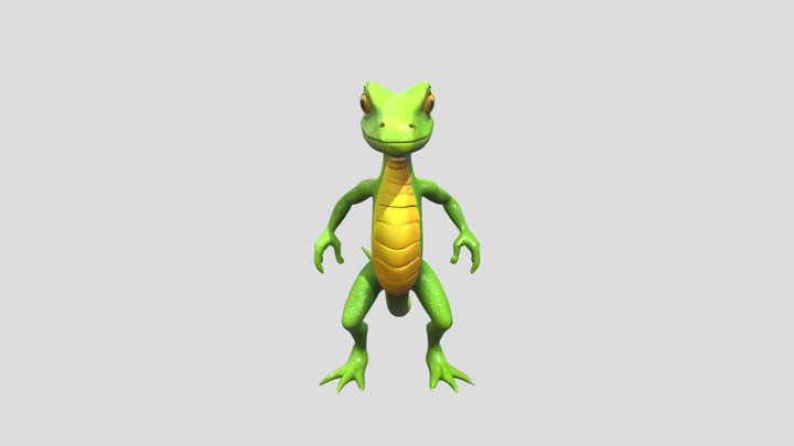 Anthropomorphic green lizard character 3D Model