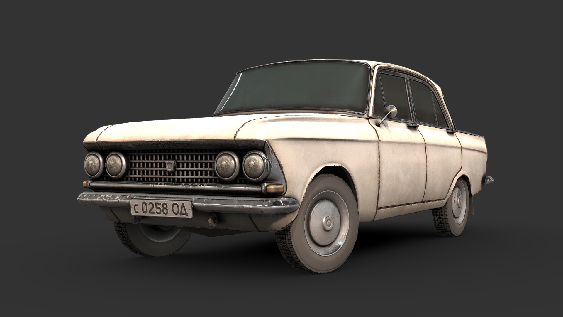 3D model Moskvich 408 - This is a 3D model of the Moskvich 408. The 3D model is about a car parked on a white background.