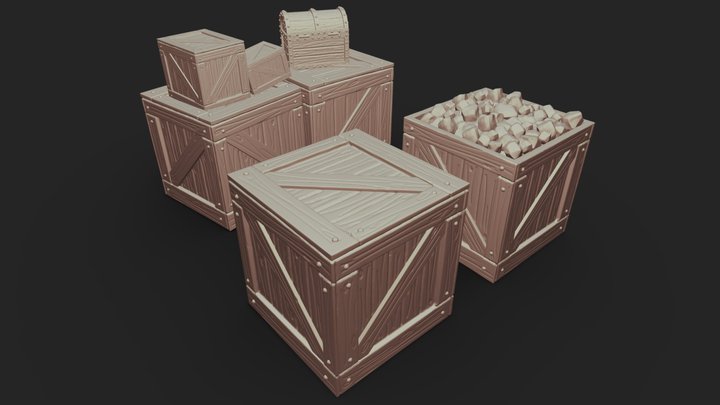 Wooden crates printable 3D Model