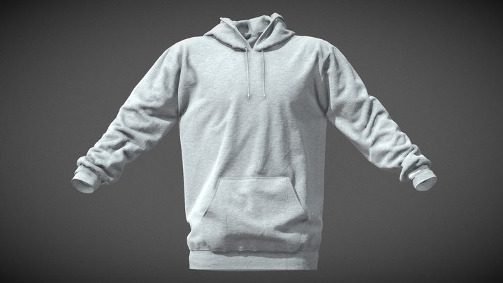 Grey Hoodie Basic 3D Model