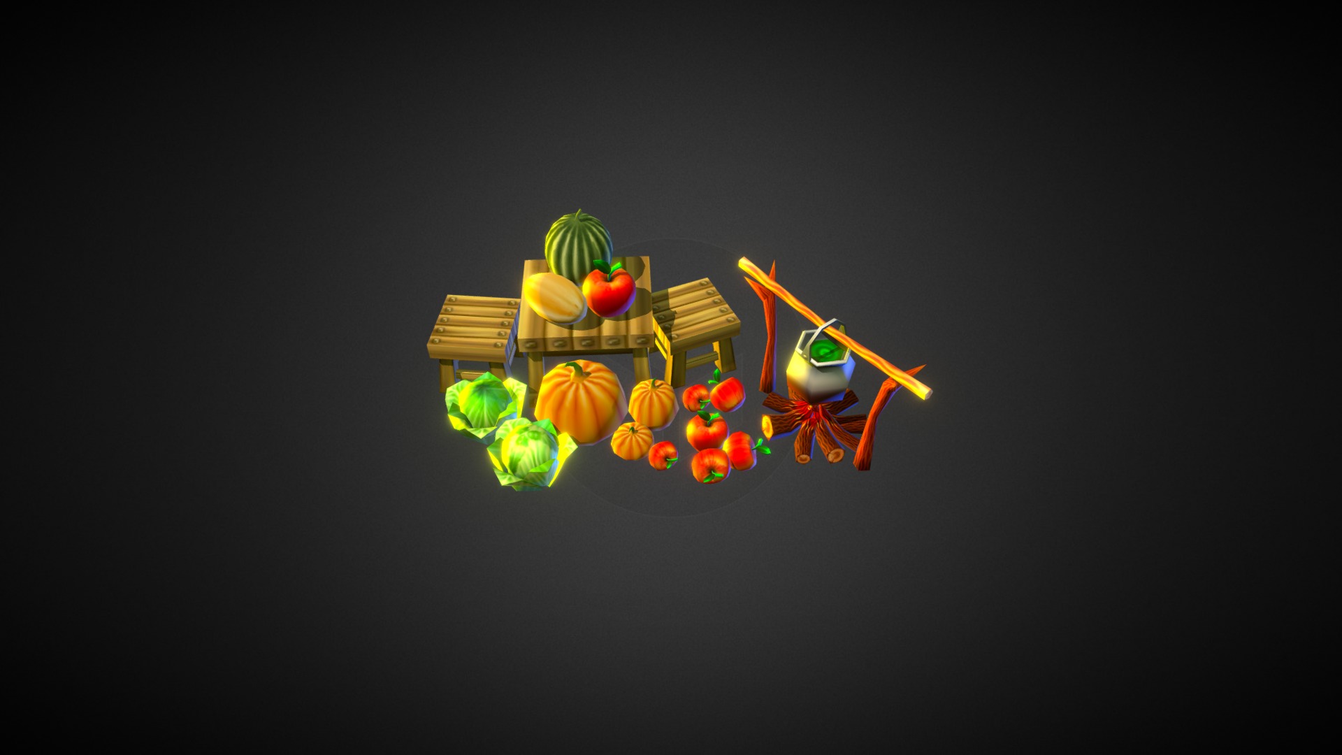 3D model Lowpoly Food - This is a 3D model of the Lowpoly Food. The 3D model is about a screenshot of a video game.