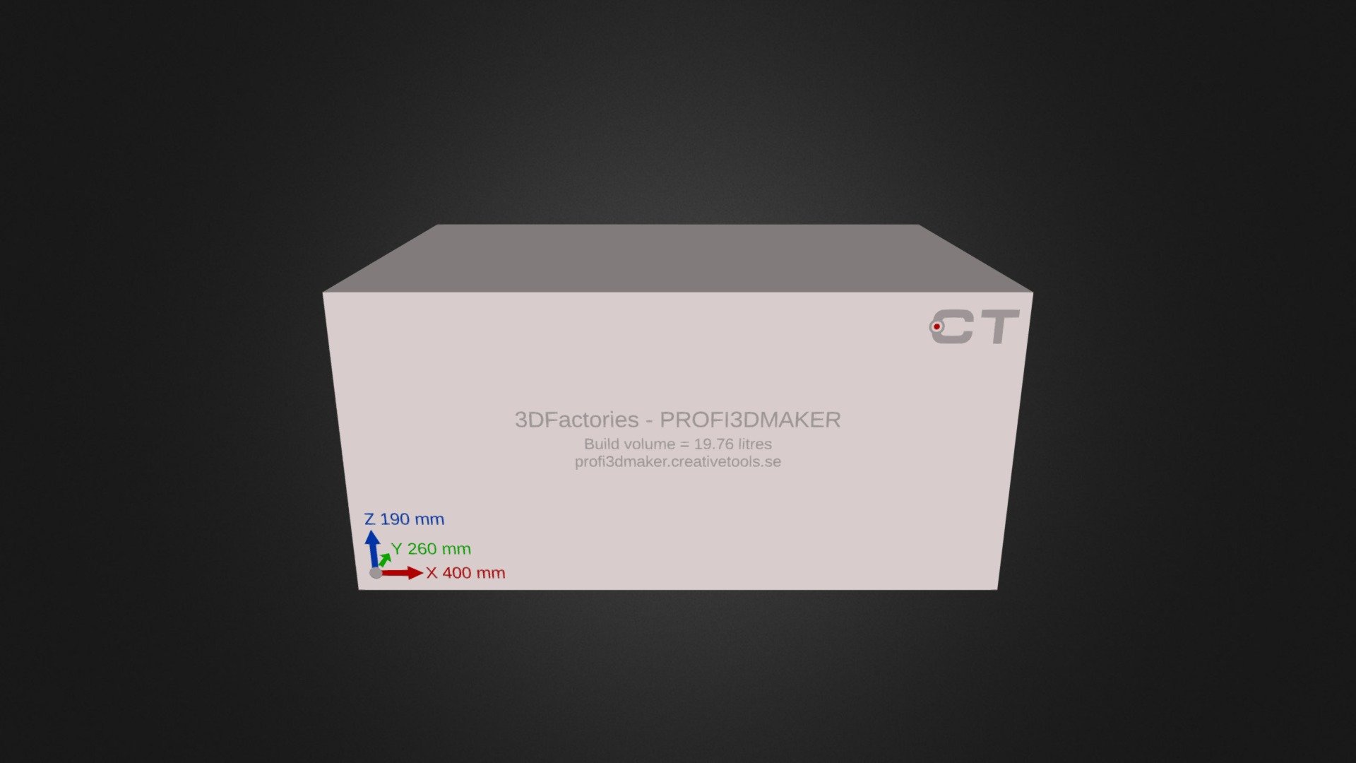 3DFactories PROFI3DMAKER 3D-print Build Volume