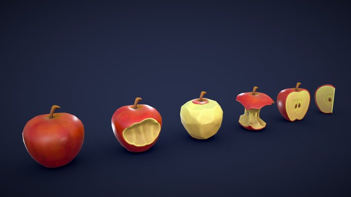 Stylized Red Apple - Low Poly 3D Model