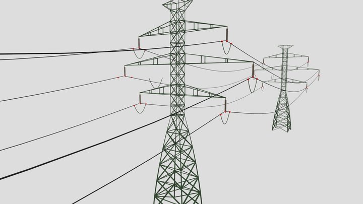 Power Lines High voltage electricity 3D Model