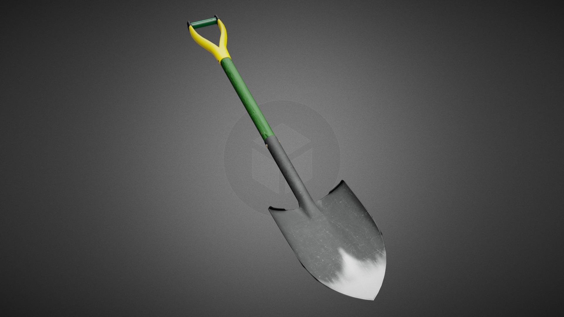 3D model Shovel - This is a 3D model of the Shovel. The 3D model is about a light bulb with a green stem.