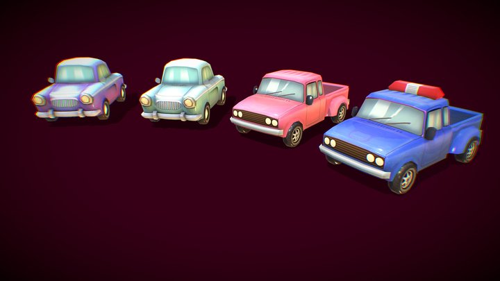 Race Game "Car set 01" Low-poly 3D Model