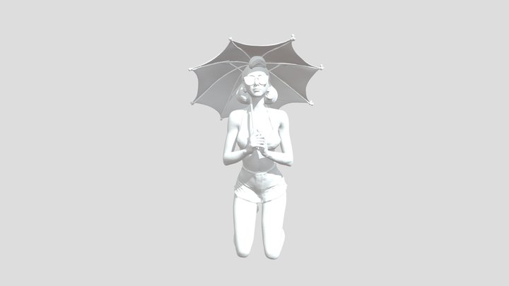 60's lady on beach 3D Model