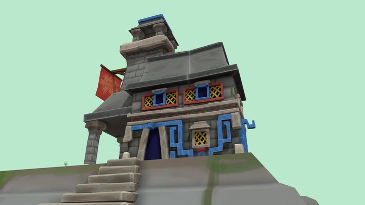 Aztec Warrior Tower Stylized 3D Model