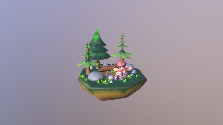 Knight With Island 3D Model
