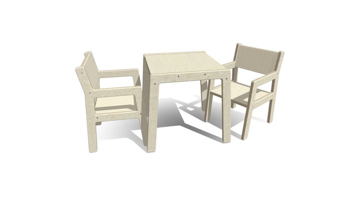 Chair Table Plywood 3D Model