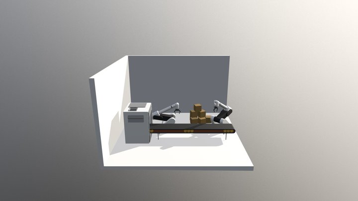Production Line Robot Arms 3D Model