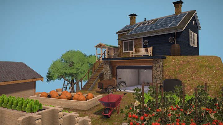 DAE Diorama retake - Small farm 3D Model