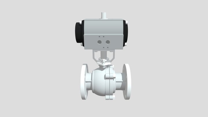 Pneumatic actuated Flanged Ball Valve 3D Model