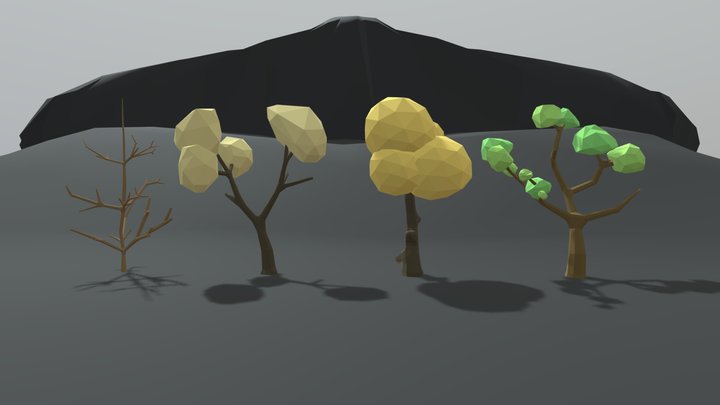 4 low-poly trees 3D Model