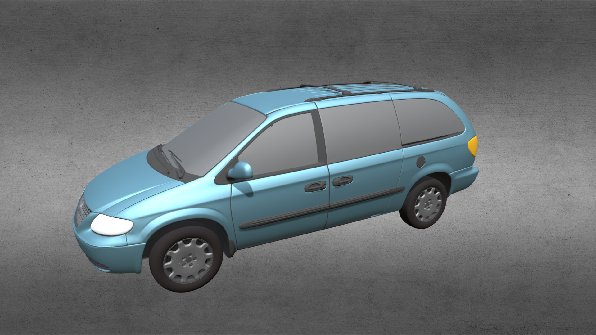 3D model Chrysler Town Country LX Minivan - This is a 3D model of the Chrysler Town Country LX Minivan. The 3D model is about a blue car parked on pavement.