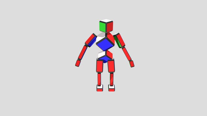 RUBIK MAN Looking Around 3D Model