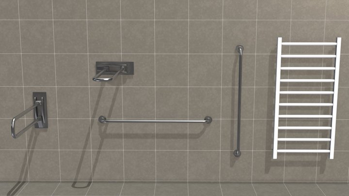 Bathroom Grabrails (Low-Poly) 3D Model