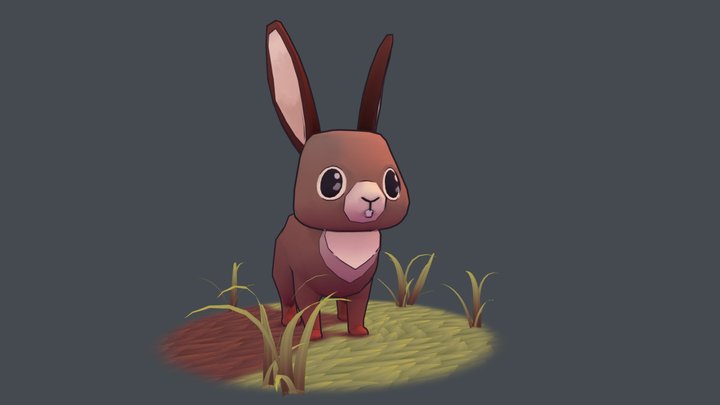 Hand Painted Bunny Lowpoly 2.5k Tris 3D Model