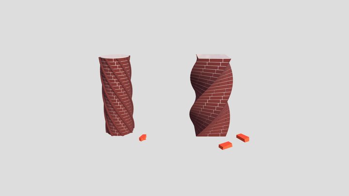 Tudor Chimney Shafts, Typical Spiral Forms 3D Model
