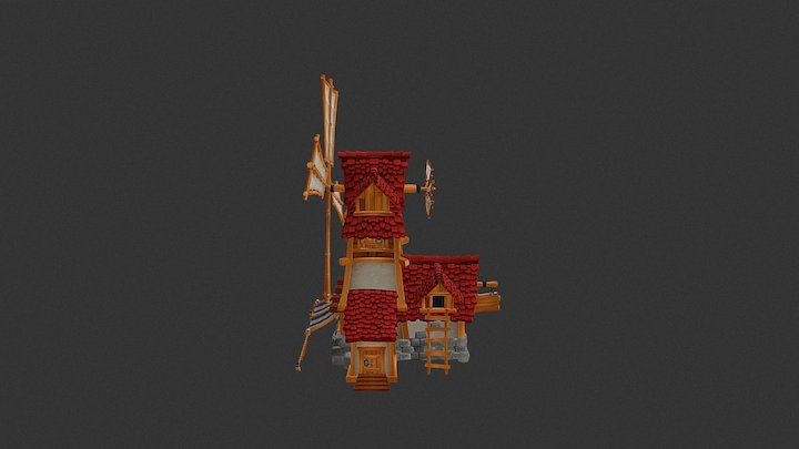 Low Poly Cartoon House 3D Model