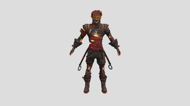 Flaming Red Free Fire Bundle 3D Model