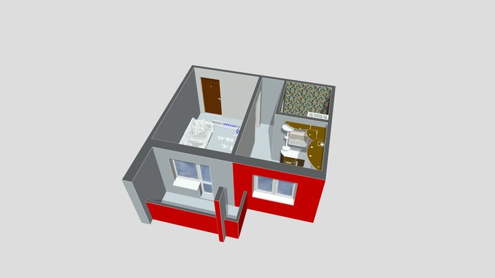 Студия улучшенной планировки 24 кв.м. 3D Model